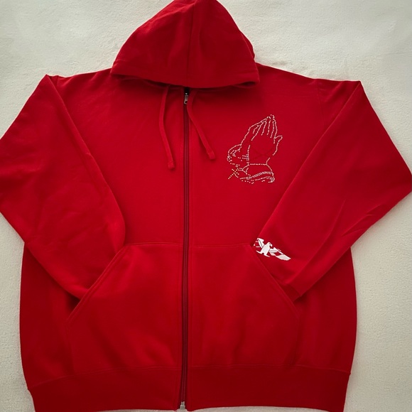 Large red unisex hoodie